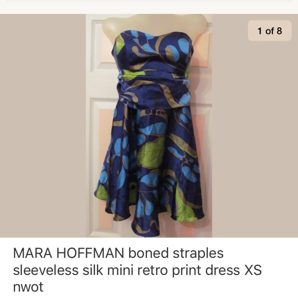 MARA HOFFMAN strapless boned multi silk mini dress